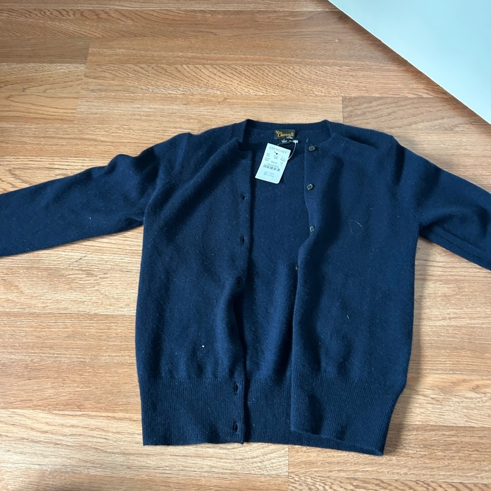 Kids Crewcuts Navy Cashmere Button-Up Cardigan